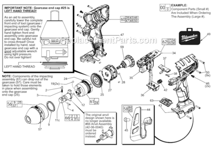 Part Location Diagram of 42-06-0047 Milwaukee 1/2 Square Anvil Assy. W/fric