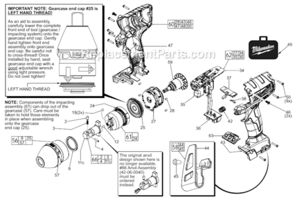 Page A Diagram and Parts List for 2655B-22  Milwaukee Impact Driver