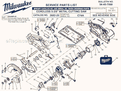 Part Location Diagram of 43-34-0680 Milwaukee Inner Blade Flange