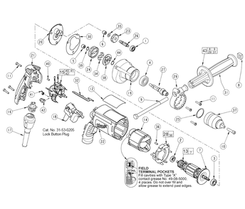 Fig-0 Diagram and Parts List for 0302-20  Milwaukee Electric Drill
