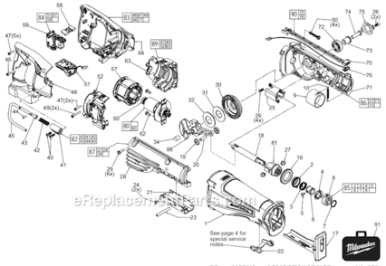 Part Location Diagram of 14-34-0260 Milwaukee Handle Halve Assembly