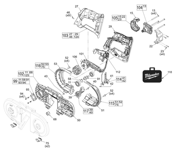 Fig-0 Diagram and Parts List for 2529-20 L96A Milwaukee Band Saw