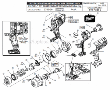 Part Location Diagram of 14-30-0110 Milwaukee Front Housing Assembly With Bu