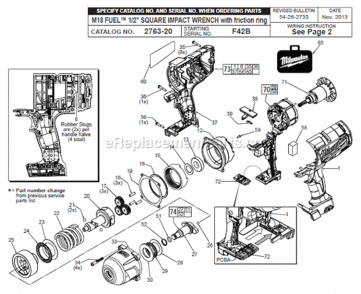 Page A Diagram and Parts List for 2763-20 F42B Milwaukee Impact Driver