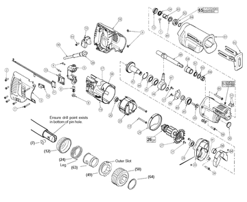 Fig-0 Diagram and Parts List for 6509-20  Milwaukee Saw