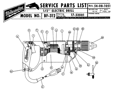 Part Location Diagram of 28-14-0681 Milwaukee Gear case