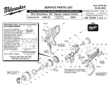 Fig-0 Diagram and Parts List for 2454-20 E52C Milwaukee Impact Driver