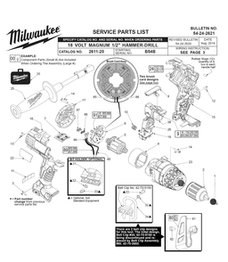 Fig-0 Diagram and Parts List for 2611-20 B54B Milwaukee Cordless Drill