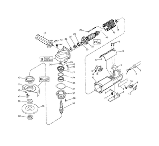 4-1/2-Inch D.I. Sander-Grinder Diagram and Parts List for 6140-30 762F Milwaukee Sander Grinder