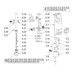Fig-1 Diagram and Parts List for 2645-20 C07B Milwaukee Saw