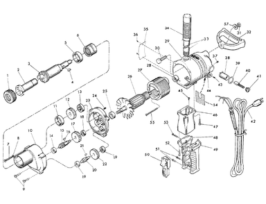 Fig-0 Diagram and Parts List for 2404-1  Milwaukee Electric Drill