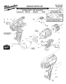 Fig-0 Diagram and Parts List for 2407-20 F10A Milwaukee Electric Drill