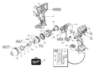 Fig-0 Diagram and Parts List for 2654-059 F21C Milwaukee Impact Driver
