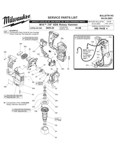 Fig-0 Diagram and Parts List for 2605-20 D14B Milwaukee Hammer Drill