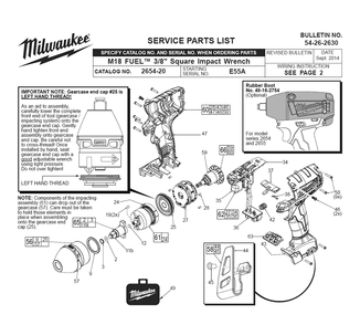 Fig-0 Diagram and Parts List for 2654-22 E55A Milwaukee Impact Driver