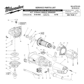 Fig-0 Diagram and Parts List for 6130-59A C47B Milwaukee Angle Grinder