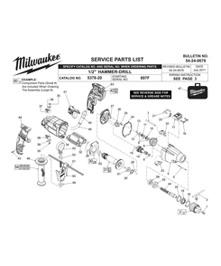 Fig-0 Diagram and Parts List for 5378-20 897F Milwaukee Electric Drill