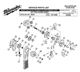 Fig-0 Diagram and Parts List for 9534 VG 9408 Milwaukee Hoist & Winch