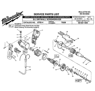 Fig-0 Diagram and Parts List for 6755-4 792B Milwaukee Electric Drill