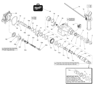 Fig-1 Diagram and Parts List for 2605-22 D14B Milwaukee Hammer Drill