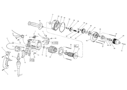 Fig-0 Diagram and Parts List for 0235-21  Milwaukee Electric Drill