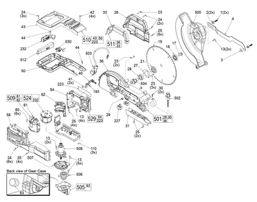 Fig-0 Diagram and Parts List for 2734-20 H17A Milwaukee Miter Saw