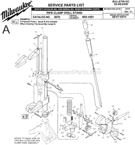 Page A Diagram and Parts List for 3570 SER 692-1001 Milwaukee Electric Drill