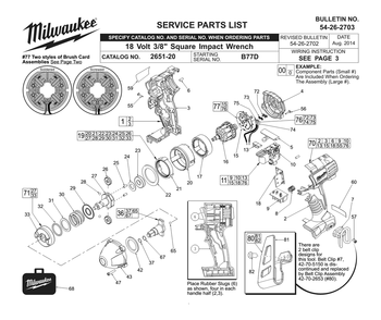 Fig-0 Diagram and Parts List for 2651-20 B77D Milwaukee Impact Driver