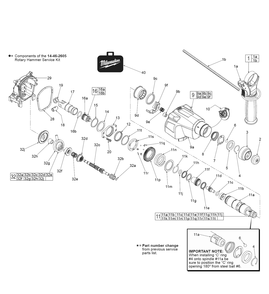 Fig-1 Diagram and Parts List for 2605-20 D14C Milwaukee Hammer Drill