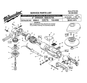 Fig-0 Diagram and Parts List for 6066-2 753-4000 Milwaukee Angle Grinder