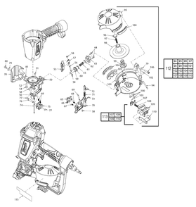 Fig-1 Diagram and Parts List for 7220-20 G99A Milwaukee Nailer