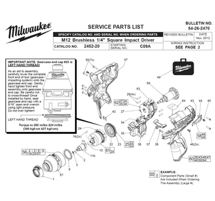 Fig-0 Diagram and Parts List for 2452-20 C09A Milwaukee Impact Driver