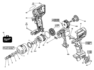 Fig-0 Diagram and Parts List for 2850-20 J55A Milwaukee Impact Driver