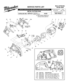 Fig-0 Diagram and Parts List for 6370-21 A35D Milwaukee Saw
