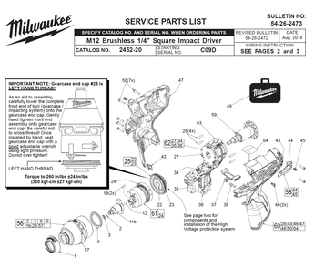 Fig-0 Diagram and Parts List for 2452-20 C09D Milwaukee Impact Driver