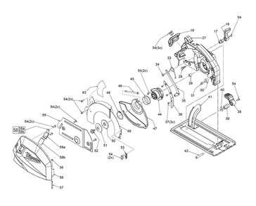 Fig-1 Diagram and Parts List for 6370-59A D79A Milwaukee Saw