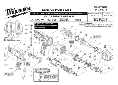 Fig-0 Diagram and Parts List for 9075-20 239D Milwaukee Impact Driver
