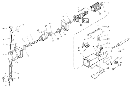 Fig-0 Diagram and Parts List for 6890  Milwaukee Nibbler & Shears