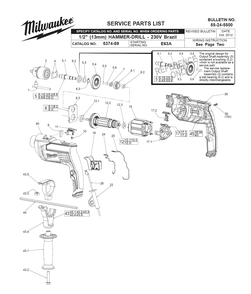 Fig-0 Diagram and Parts List for 5374-59 E63A Milwaukee Hammer Drill