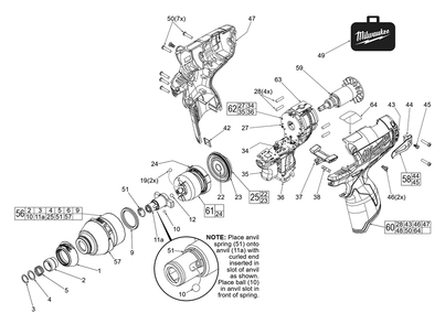 Fig-0 Diagram and Parts List for 2453-059 F13A Milwaukee Impact Driver
