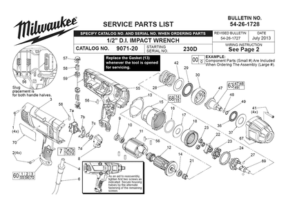 Fig-0 Diagram and Parts List for 9071-20 230D Milwaukee Impact Driver
