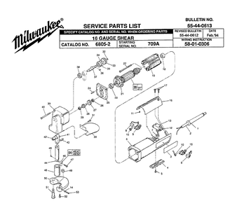 Fig-0 Diagram and Parts List for 6805-2 709A Milwaukee Nibbler & Shears