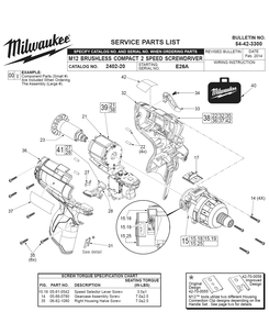 Fig-0 Diagram and Parts List for 2402-22 E26A Milwaukee Electric Drill