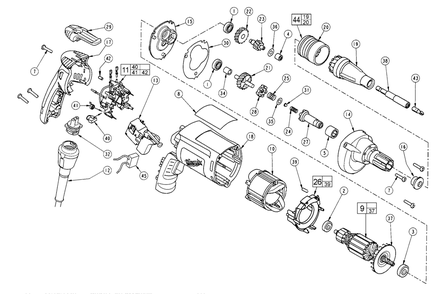 Fig-0 Diagram and Parts List for 6791-50 180A Milwaukee Electric Drill
