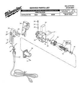Fig-0 Diagram and Parts List for 5361-OEM 883B Milwaukee Hammer Drill