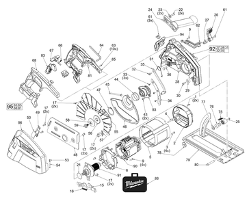 Fig-0 Diagram and Parts List for 2982-20 L16A Milwaukee Circular Saw