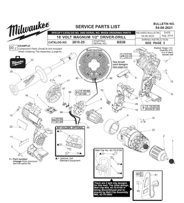 Fig-0 Diagram and Parts List for 2610-24 B53B Milwaukee Cordless Drill