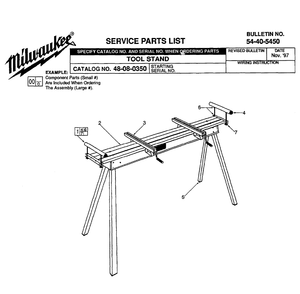 Fig-0 Diagram and Parts List for 48-08-0350  Milwaukee Tool Stand & Cart