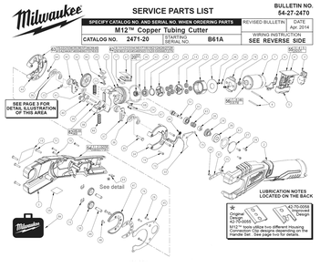 Fig-0 Diagram and Parts List for 2471-21 B61A Milwaukee Nibbler & Shears