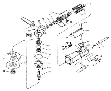 Fig-0 Diagram and Parts List for 6140-2 762-1211 Milwaukee Angle Grinder
